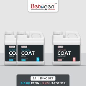 Betogen Epoxy Resin 2 : 1 - Ratio Resin and Hardener 15kg set - Crystel Clear Resin - 10kg and Hardener 5kg, Art and Craft, DIY, Begginers Resin Art kit (2:1 Quick Coat-15kg)
